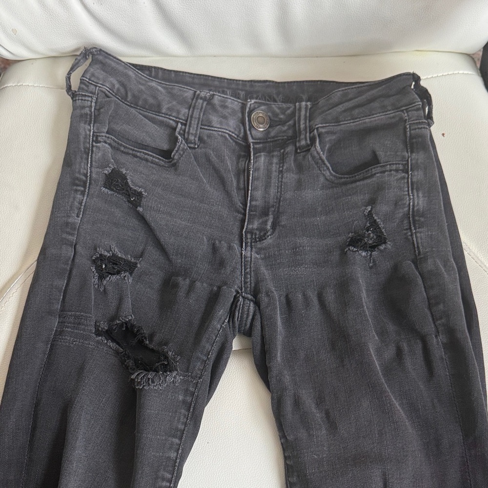 American Eagle Outfitters Black Skinny Distressed Jeans